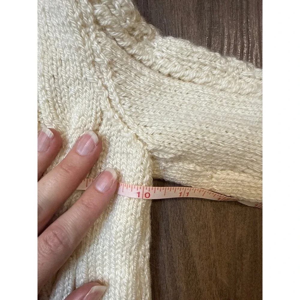 Handknit Cable Knit Sweater Kids 2T/3T Cream Off White Fisherman Turtleneck